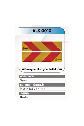 Alkotek Kamyon Arka İşaret Reflektör Alüminyum Rr