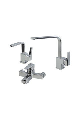 Rudi Armatür Pirinç Malzeme Batarya Takımı Mutfak , Lavabo, Banyo Bataryası Gri