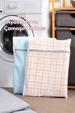 Porsima 3129 2li Çamaşır Yıkama Filesi Fermuarlı Bölmeli Yıkama Filesi Renkli