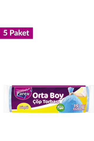 Güçlü Çöp Torbası Orta Boy 15'li 55 X 60 Cm 5 Paket