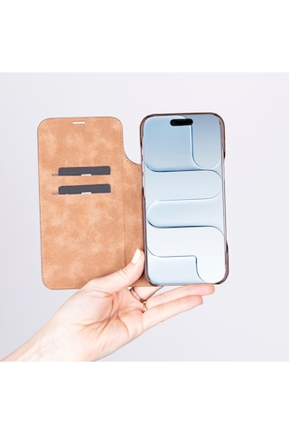 Bloomcase Sonat Obsidian Black Hakiki Deri iPhone Uyumlu 17 Air 6.5" Folio Kılıfı Siyah