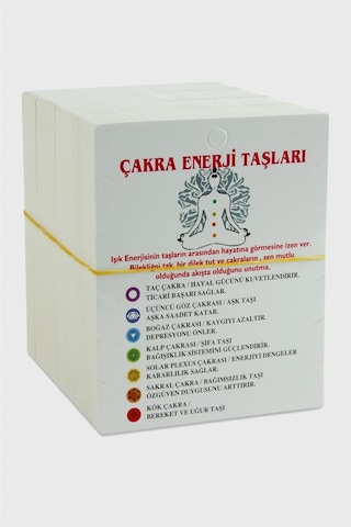 Cosmotex 3lü Çakra Enerji Taşları Bileklik Kartı-beyaz Çok Renkli
