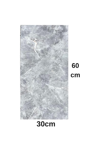 60x30cm Shiny Soft Gri Mermer Desenli Yapışkanlı Mutfak Banyo Kaplama Duvar Paneli Kağıdı Cf-101 Gri