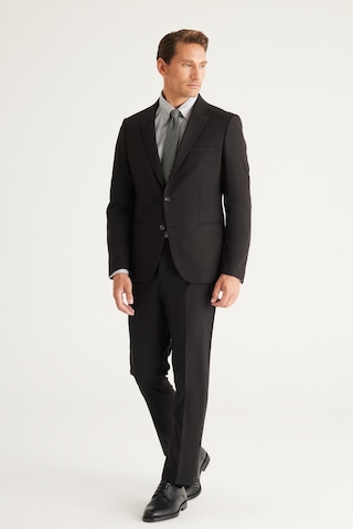 AC&Co / Altınyıldız Classics ERKEK SIYAH Ekstra Slim Fit Dar Kesim Kırlangıç Yaka Takım Elbise Siyah