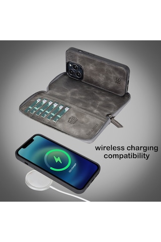 Bouletta Apple Iphone 13 Pro Max Uyumlu Deri Fermuarlı Cüzdan Kıl (544406790)