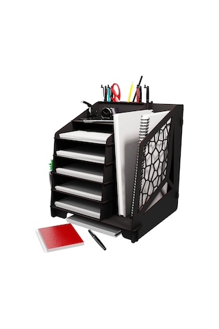 Kuk Design Voronoixl Evrak Rafı Ofis Masaüstü Organizer Seti Siyah