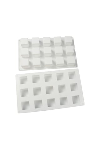 Vkemall 15 Kareli Silikon Kalıp: Pasta, Çikolata Ve Mum Yapımı İçin Kolay Çıkarma Özelliği - Isı Dayanıklı -60 C/+240 C Beyaz