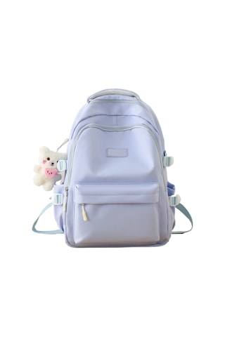 Relaxed High-end Moda Düz Renk Sırt Çantası 2024 Yeni Basit Büyük Kapasiteli Kız Sırt Çantası - Mavi Açık Mavi