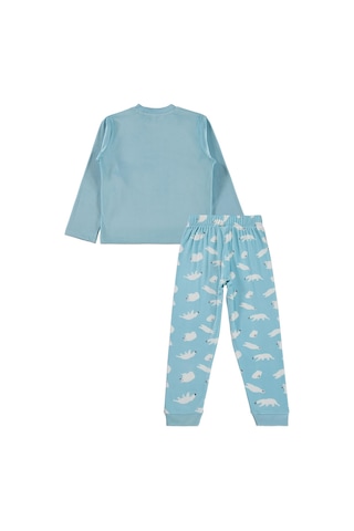 Dorka Golsut Kutup Ayısı Basıklı 3-11 Yaş Pijama Takımı - Mavi Açık Mavi