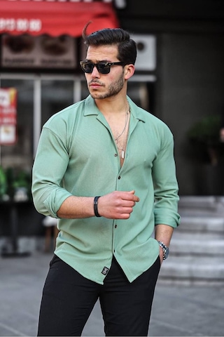 Tex Republic Erkek Yeşil Fitilli Ottoman Gömlek Yeşil