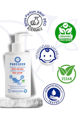 Pureseed Natural Organik Sertifikalı Bebek Losyonu - Parfümsüz - 250 Ml