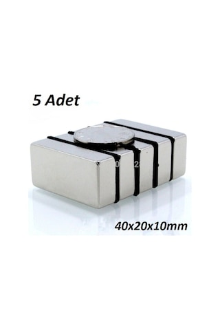 5 Adet 40Mm X 20Mm X 10Mm Köşeli Süper Güçlü Neodyum Mıknatıs N11.24458