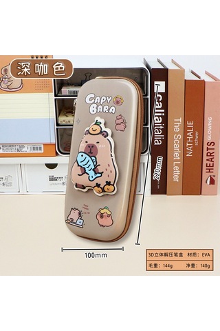 Aurora Sevimlive Ve Yaratıcıcıalemçantasıkire Dayanıklıniştirtasiye Çantasıkalem Kutusu Kapibara Kahverengi