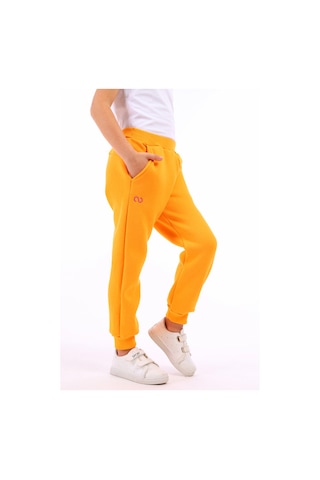 Toontoy Kız Çocuk Beli Paçası Ribanalı Cepli Basic Jogger Eşofman Altı 3 İplik Şardonlu Turuncu
