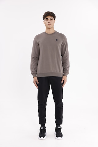 Rowinger Minimal Logolu Bisiklet Yaka Ribana Manşetli Rahat Kalıp Mevsimlik Sweatshirt Antracite