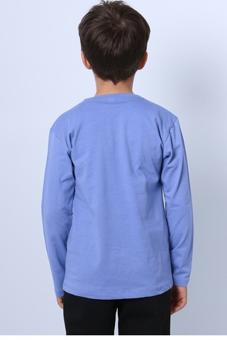 Erkek Çocuk Uzun Kollu Tshirt Baskılı Bisklet Yaka C45 Mavi