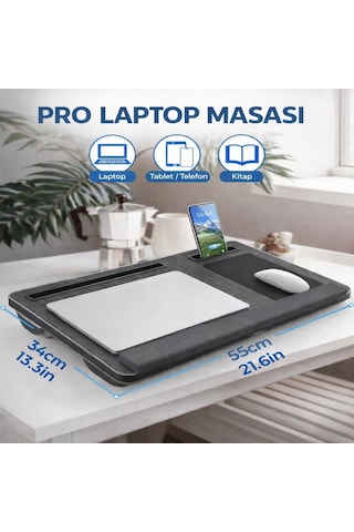 Coofbe Taşınabilir Telefon Ve Tablet Bölmeli Minderli Laptop Sehpası Notebook Bilgisayar Çalışma Masası