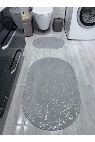 Varaklı Gri 2 Li Banyo Paspası
