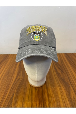 Hamze Vintage Eskitme Yıkamalı Model Nakışlı Unisex Cap Şapka Gri