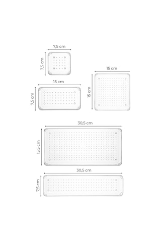 Vienev 8li Şeffaf Çekmece İçi Düzenleyici Organizer 2x B.k. Dkdrtgn K.kare 1x D.dkdrtgn B.kare