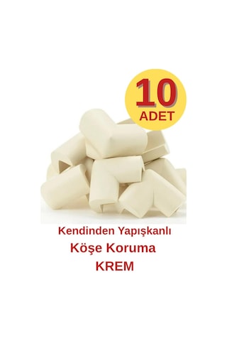 Kendinden Yapışkanlı 10 Adet Krem Kum Bej Bebek Çocuk Köşe Koruma Masa Sehpa Mobilya Kenar Koruyucu