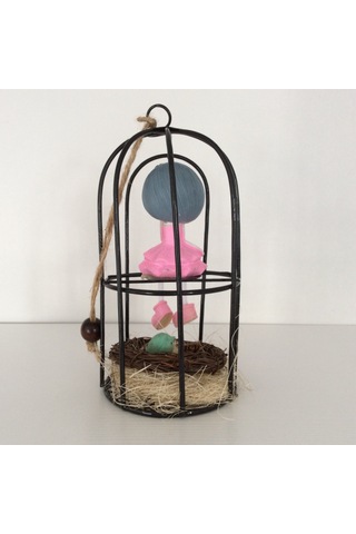 Kafeste Oturan Kız Biblo Pembe Diğer