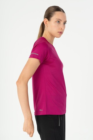 Maraton Slimfit Kadın Bisiklet Yaka Koyu Pembe- T-shirt Koyu Pembe-