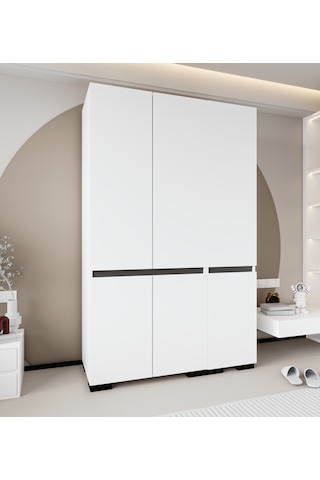 Floransa 6 Kapılı Flr-ırf Beyaz- Antrasit Gardırop-çok Amaçlı Dolap-yüklük Antrasit - Beyaz