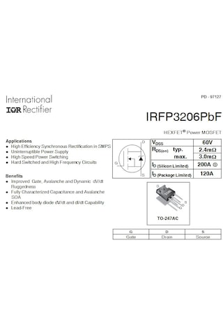 Irfp3206pbf Power Mosfet