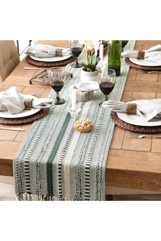 Wellstil Neula %100 Pamuk Orman Yeşili Örme Runner 40 x 110 CM