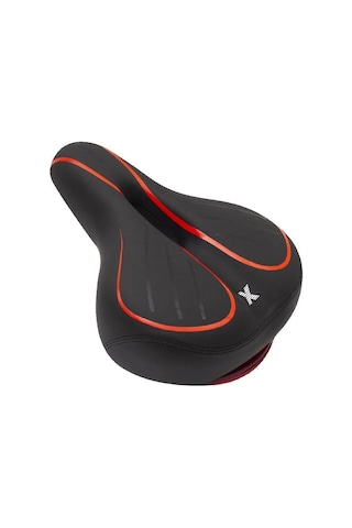Forte Gt 1838 Işıklı Bisiklet Selesi 290mm 220 Geniş Yaylı Deri Koltuk Siyah Kırmızı