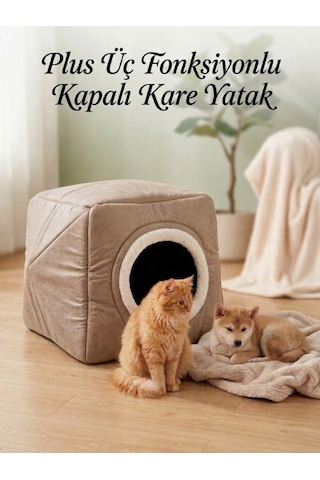 Plus Çok Fonksiyonlu Kedi Köpek Kare Yatak