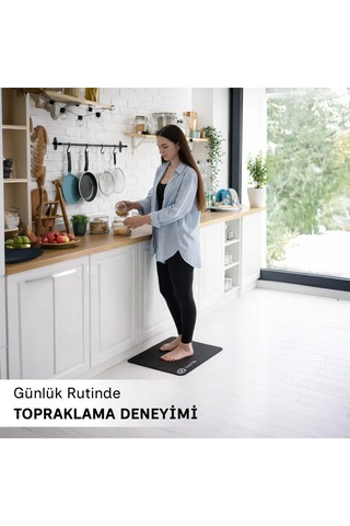 Deepflex Topraklama Matı Seti Kablo + Priz Adaptörü Dahil Kaydırmaz, Suya Dayanıklı 40x60 Cm Siyah