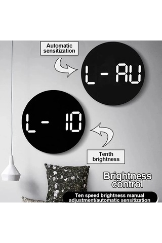 Zilinn Çift Alarmlı Uzaktan Kumandalı Led Duvar Saati, Ev Dekorasyonu İçin Takvim Ve Sıcaklık Göstergesi Parlaklık Ayarlanabilir Turuncu-84 Çok Renki