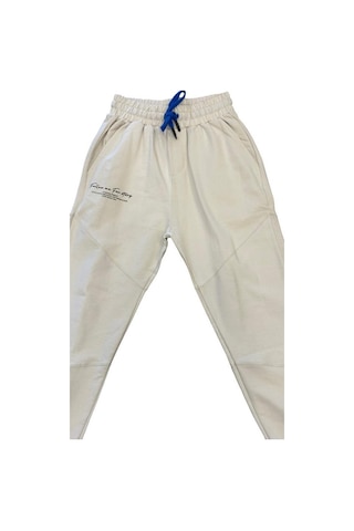 Zekids Erkek Çocuk Bel Paça Lastikli Gabardin Pantolon-12630-krem Krem