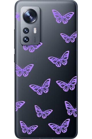 Xiaomi Mi 12 Uyumlu Şeffaf Kılıf Kelebek 4 Tasarımlı