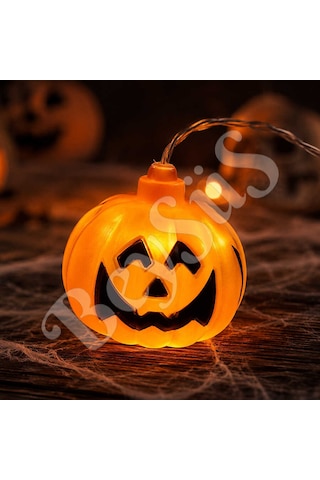 Beysüs Cadılar Bayramı Halloween Pilli Balkabağı Led 12 Li Turuncu