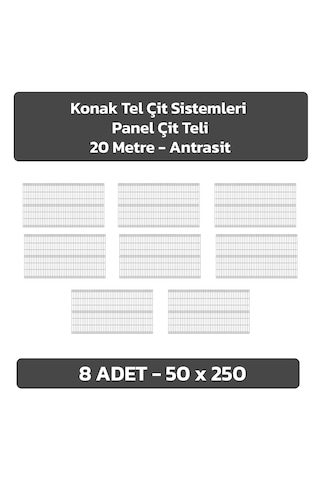8 Adet Panel Çit Teli 50x250 Cm Antrasit