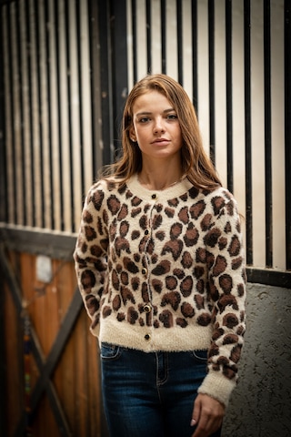 Verdeblanco Leopar Desenli Düğme Detaylı Hırka Leopar
