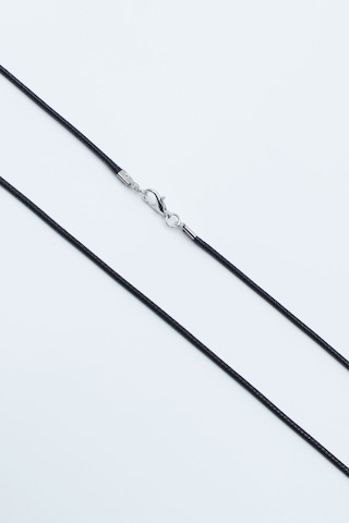 Minimal Orak Çekiç Gümüş Kaplama Deri İp Kolye Silver