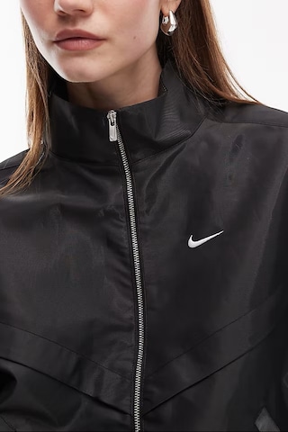 Nike Sportswear Windrunner Womens Shine Oversized Jacket Bol Kesim Kadın Günlük Ceket Siyah