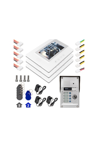 Powermaster 37t4 3 Daire 7'' Görüntülü Diafon Kapı Zili