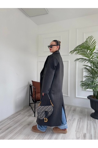 Keymoda Kadın Premium Kalite Kaşe Kaban Siyah Siyah