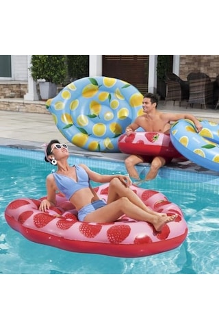 Havuz Float, Kokulu Ahududu Kokulu Yüzme Şezlongu, Çocuklar Ve Yetişkinler İçin Açık Bej