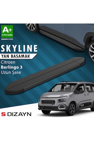 S-dizayn Citroen Berlingo 3 Uzun Şase Skyline Siyah Yan Basamak 213 Cm 2018 Üzeri A+ Kalite