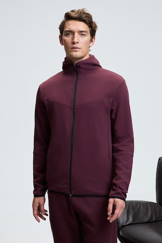 Grimelange AVENER Erkek Kapüşonlu Baskılı Fermuarlı Bordo Sweatshirt