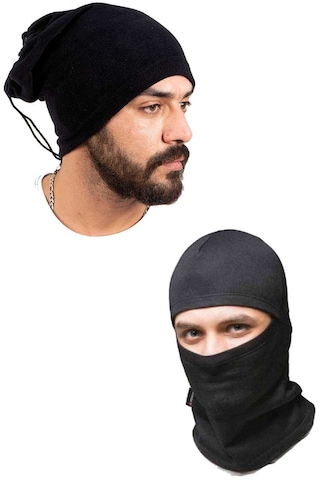 Royaleks Polar Termal Kar Maskesi Ve İpli Boyunluk Bere Siyah Set