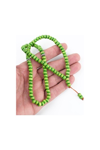 Ağaç Yeşil Habbe 99luk Tekerlek Kesim 6.5x5mm Namaz Tesbihi Yeşil