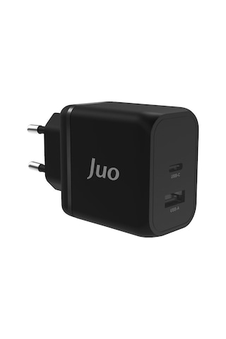 Juo 45W GaN USB-C + USB-A Şarj Aleti iPhone & iPad & Macbook & Samsung Uyumlu PD Type-C Hızlı Şarj Cihazı Siyah