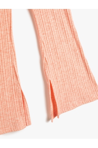 Koton İspanyol Paça Tayt Pantolon Yırtmaç Detaylı Beli Lastikli Fitilli Pembe 3skg40046ak 3SKG40046AK274 Gül